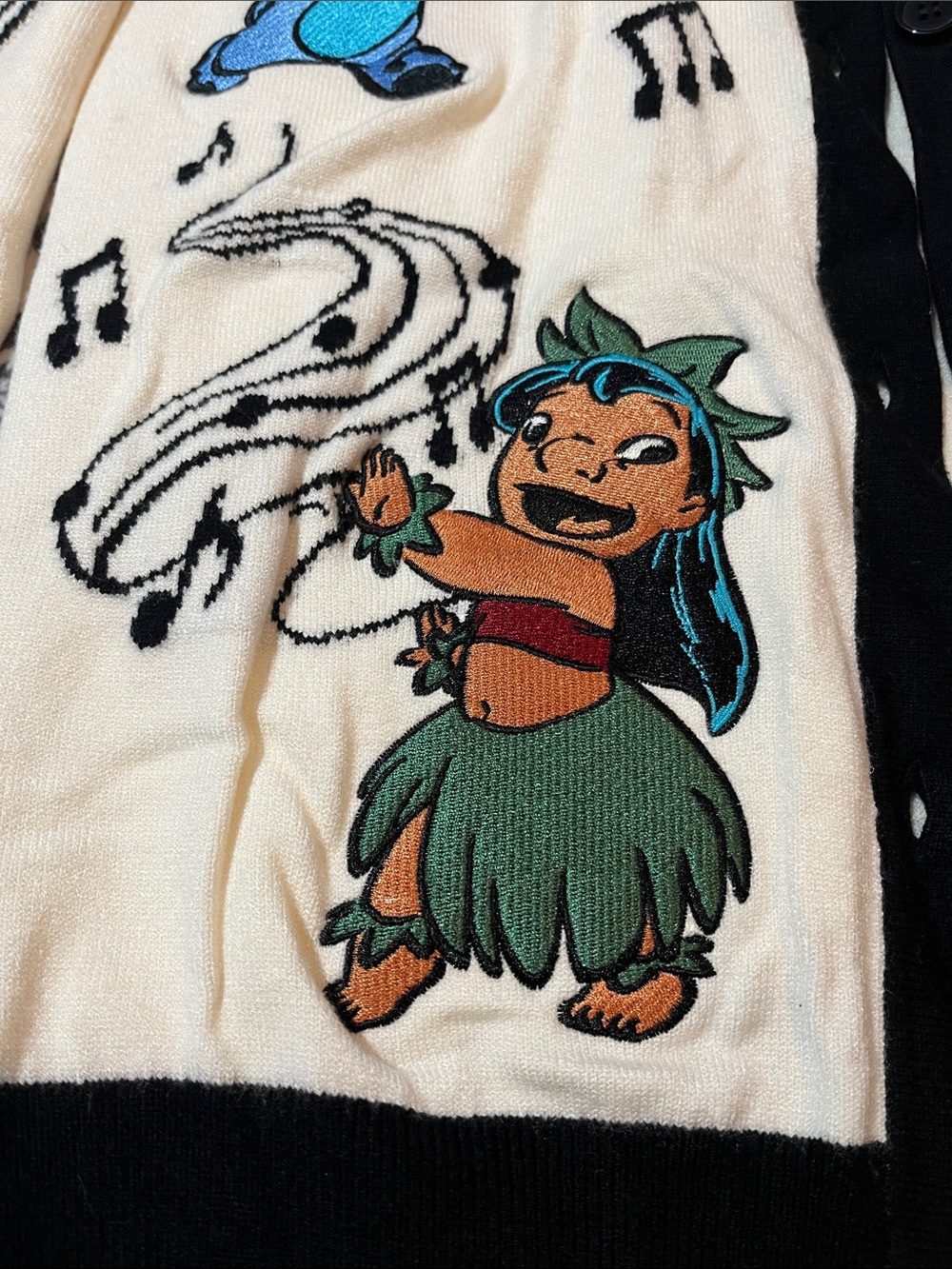 Boxlunch Disney 100 Musical Characters Cream and Black Embroidery Cardigan - Picture 4 of 11
